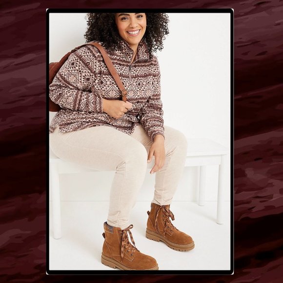 Maurice's Plus Size Geo Print 1/4 Zip Fleece Sweatshirt 0X - Picture 4 of 10